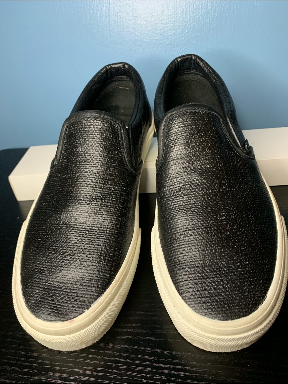 Vans Black Slip-On Sneakers with Cream Sole